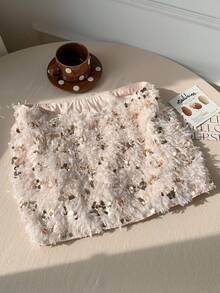 Comfortcana Minigonna sexy e alla moda con paillettes e peluche, adatta per Capodanno, gonna strutturata per donne