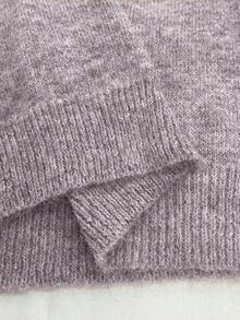 SHEIN PETITE Women's Retro Gray Sweater, Soft & Loose Knit Top, Autumn/Winter - Multicolor - View 5