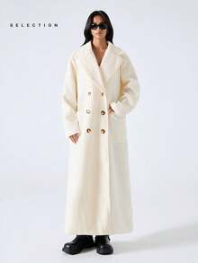 LYSMO 2025 New Arrive Minimalism Winter Women's Solid Color Minimalist Long Sleeve Overcoat, Everyday Wear - Beige - View 6