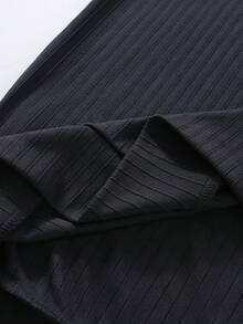 Manfinity Homme Men's Long Sleeve Turtleneck Striped Slim Fit Pullover Sweatshirt Men Knit Tops - Black - View 6