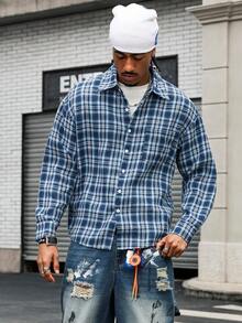 GALLERY FADE Chaqueta casual de manga larga a cuadros para hombre - azul real - Ver 5