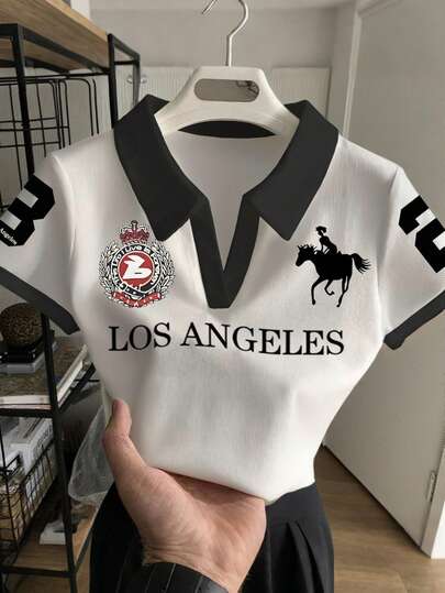 Rovax 女士休闲印花短袖短款上衣