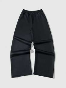 ROMWE MEN Men's Street Graphic Print Sweatpants, Suitable For Spring/Summer Everyday Wear - Black - View 2
