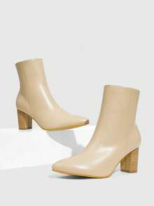 Daringsoles Botines de tacón alto para mujer, con punta fina, cremallera lateral y diseño versátil para uso diario. - Caqui - Ver 9