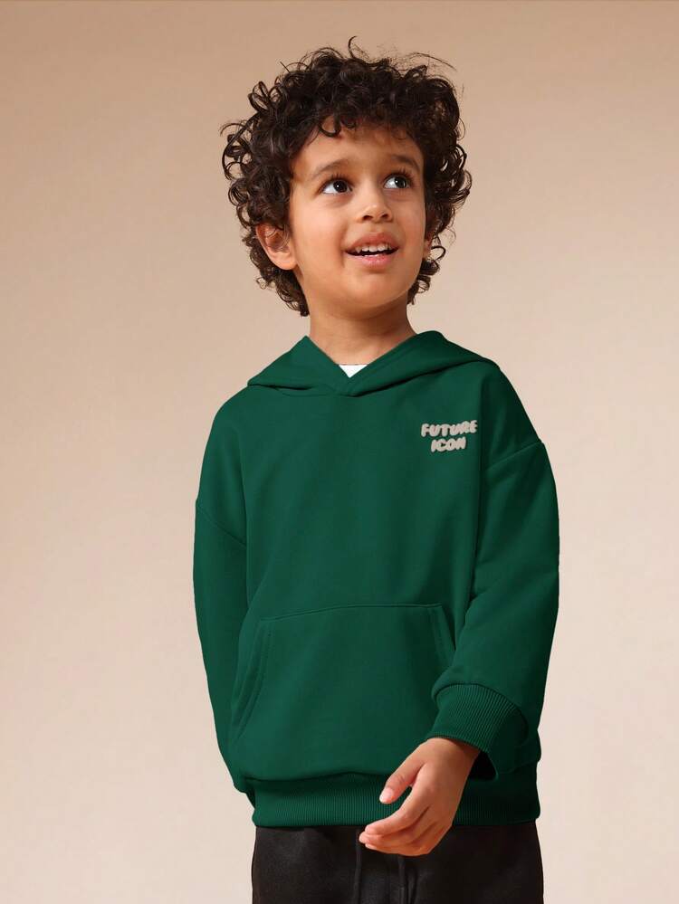 Future Icon Text Print Pullover Hoodie
