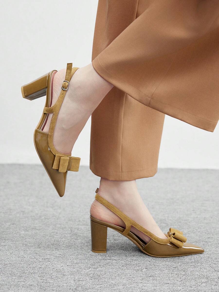 CUCCOO BIZCHIC Tacones altos de moda versátiles para uso diario con diseño de hebilla y decoración de lazo en la punta