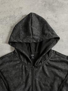 ROMWE MEN Men's Distressed Patchwork Sweatshirt, Loose Fit - Black - View 3