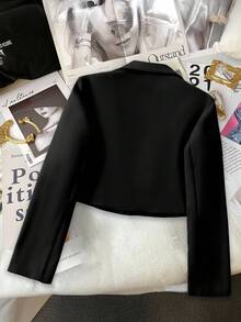 SHEIN PETITE Short Long Sleeve Business Casual Blazer For Women, Minimalist Suit Jacket For Spring & Summer Fall Cloth For Women