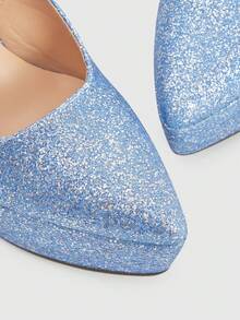 CUCCOO LuxiPop Women's Fashionable Elegant Party Glitter Waterproof Platform Pumps For Christmas