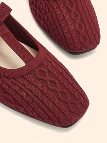 Ressula Women's Casual Versatile Commute Simple Buckle Flats Valentine's Day - Burgundy - View 7