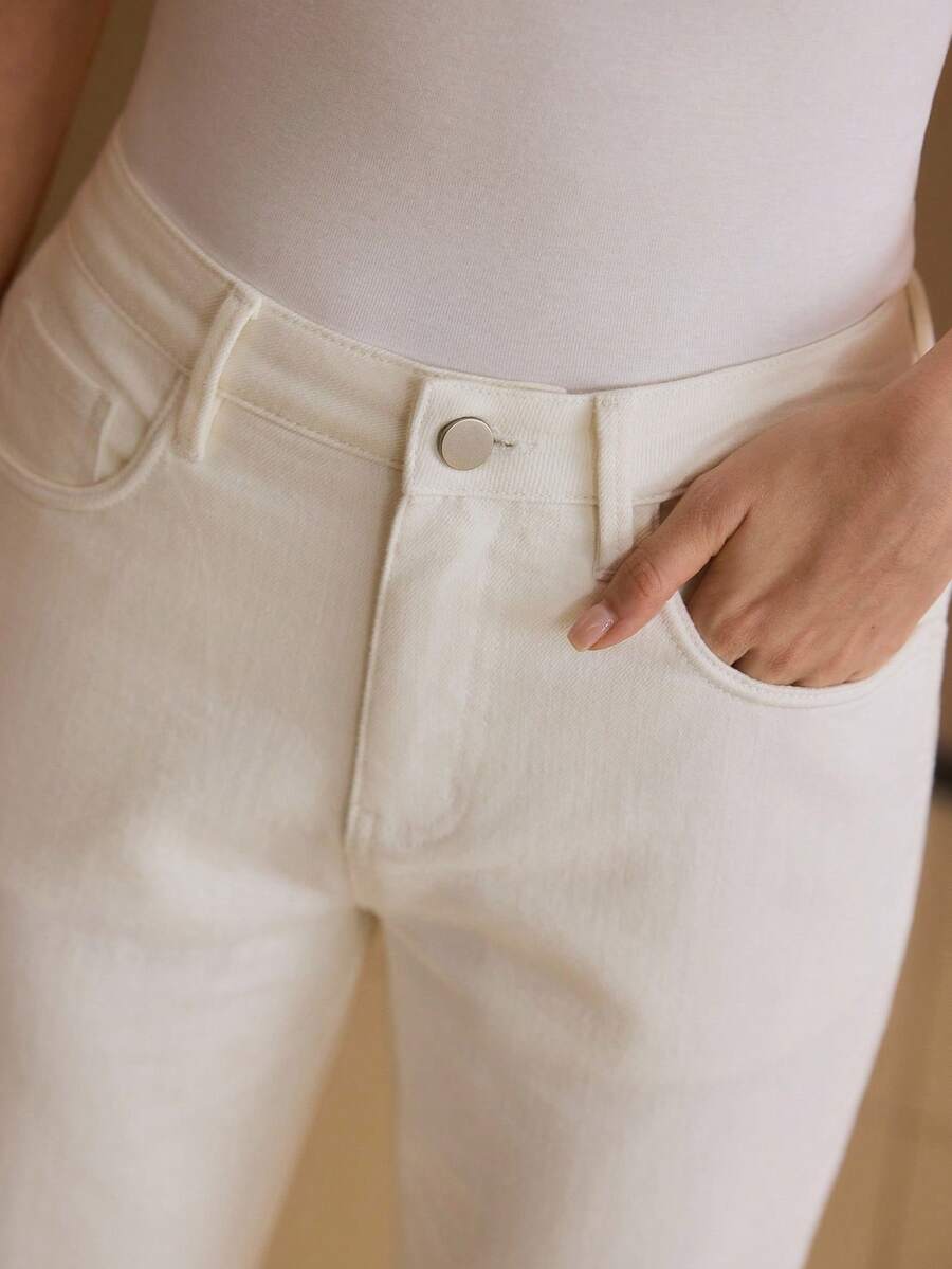 MOTF PREMIUM CLASSIC SLIM FIT TAPERED LEG JEANS WITHOUT BELT - Beige - View 2