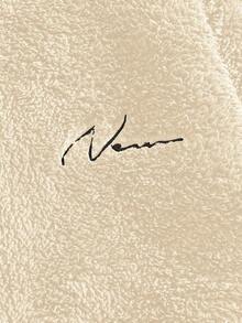 EASEVO 男士抓绒字母刺绣连帽半拉链长袖套头衫 - 杏色 - 查看 3