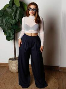 Lupita Cardoza Nuevos pantalones culotte de talle alto color beige liso, ideales para primavera y verano. Combinan bien con un cinturón vintage. Estilo elegante apto para uso diario, trabajo, temporada de graduación, festivales de música vintage, Derby, Día de la Independencia