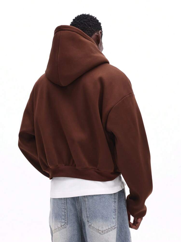 Full Zip Brown Hoodie With Pocket
