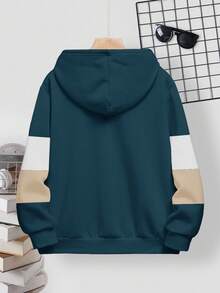 Sweat-shirt-shirt décontracté à manches longues pour adolescent, style classique avec imprimé blocs de couleurs et patchwork, ample et confortable. Imprimé graphique, convient pour l'automne/l'hiver - Multicolore - Voir 3