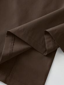 GlowEve CURVE Plus Size Women Roll Tab Sleeve Loose Casual Jacket, Solid Color, Versatile For Daily, Work Commute, Autumn/Winter - Brown - View 8