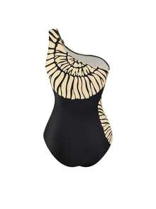 Swim Oasis 大码女士印花连体泳衣，配印花网纱罩衫，夏季海滩度假 - 彩色 - 查看 5