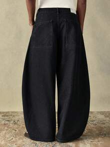 SWAVVY 男士时尚通勤水洗弯腿牛仔裤 - 黑色 - 查看 2