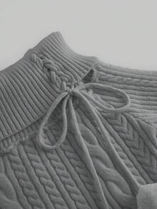 ROMWE Kawaii Váy len nữ hở vai đính lông vũ trang trí chắp vá, ngày lễ tình nhân - Xám - Xem 5