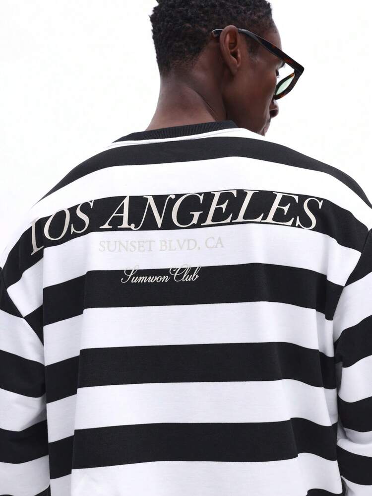 Drop Shoulder Striped Long Sleeve Tee