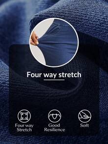 SHEIN PETITE Women's Elastic Waist Wide Leg Loose Casual Versatile Jeans - Blue - View 9