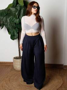 Lupita Cardoza Nuevos pantalones culotte de talle alto color beige liso, ideales para primavera y verano. Combinan bien con un cinturón vintage. Estilo elegante apto para uso diario, trabajo, temporada de graduación, festivales de música vintage, Derby, Día de la Independencia