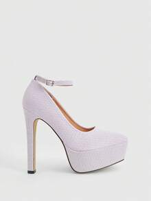 CUCCOO LuxiPop 女士厚底时尚搭扣高跟鞋，适合派对场合 - 紫色 - 查看 2