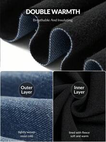 Flexra 大码复古休闲保暖内衬舒适透气高弹力修身牛仔裤 - 藍色 - 查看 10