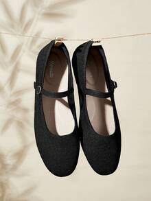 Ressula 女士休闲百搭通勤极简平底鞋 - 黑色 - 查看 1