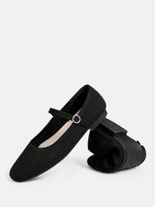 Ressula 女士休闲百搭通勤极简平底鞋 - 黑色 - 查看 2