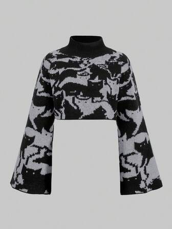 Goth Damen Lässig Pullover Kurzer Pullover, Herbst/Winter