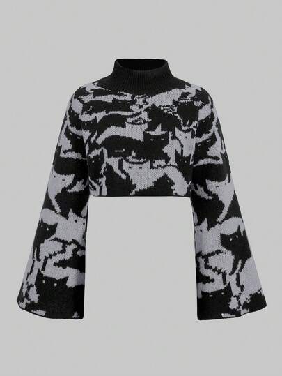 Goth Maglione corto casual da donna, autunno/inverno