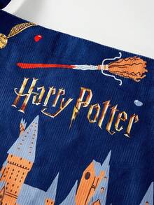 HARRY POTTER X SHEIN 1个花卉蝴蝶图案大容量单肩手提包，适合露营、旅行、购物、上学、工作等场合。 - 藏蓝色 - 查看 3
