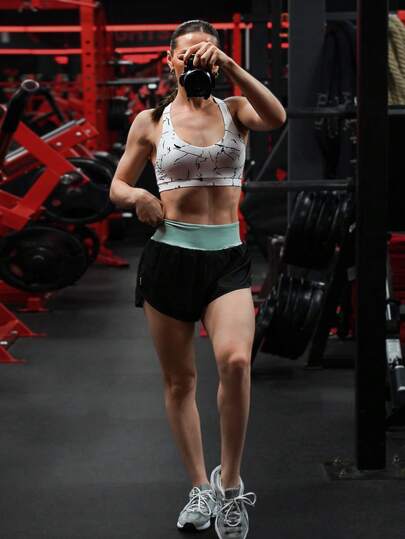 Powerista Marble Print Racer Back Sports BH view 3