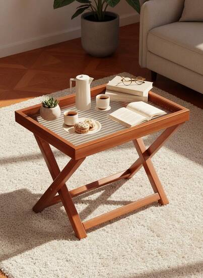 Cirelle 折叠边桌客厅沙发边柜储物托盘边桌移动茶几茶盘户外桌