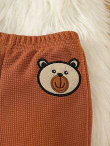 2pcs Newborn Baby Autumn/Winter Outfit, Cute Plush Bear Design Baby Clothes Set - Apricot - View 6