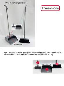 SHEIN Broom And Dustpan, Broom, Long Handle Kitchen Scrub Brush And Dustpan, Non-Stick Floor Cleaning Tools, Floor Brush And Dustpan Set, Suitable For Home, Office, School Dorm, Household Cleaning, Folding New Soft-Bristle Broom And Dustpan Combo - Multicolor - View 16