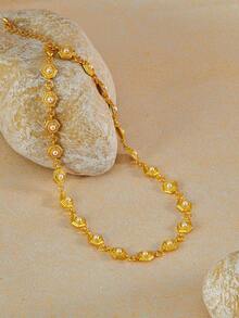 Opalesca Dây chuyền yếm cho nữ, Trang phục, Phong cách cổ điển, Đính hạt, Phụ kiện cưới/cô dâu, Phong cách cổ tích/tiên nữ, Ngọc trai, Hoa, Mùa thu/Đông, Dành cho mẹ/phụ nữ/bé gái/người mẹ, Thanh lịch, Cao cấp - Vàng - Xem 2