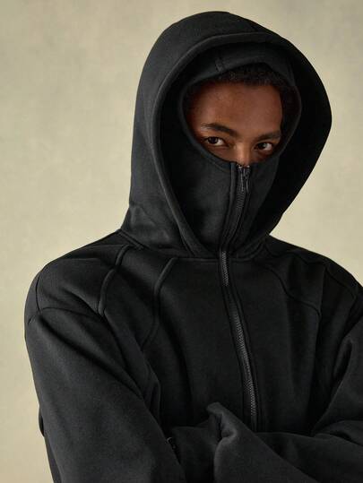 SWAVVY 男士纯色抓绒连帽拉链休闲卫衣