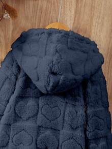 Elladie kids Chaqueta con capucha esponjosa y cálida para niñas en invierno - azul real - Ver 4