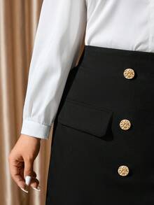 Cravure Women's Fashionable & Elegant Double-Breasted Mini Skirt