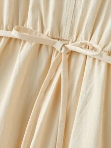 SHEIN Unity Đầm midi thường ngày đơn hàng khuy đơn màu trơn dành cho nữ có tay dài - Màu Khaki - Xem 7