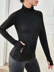 Activina Zip Up Slant Pocket Warming Sports Jacket With Thumb Hole