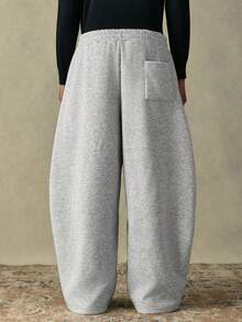 SWAVVY Men's Casual Elastic Waist Pocket Patchwork Sweatpants, Light Gray, Spring/Autumn - Light Grey - View 2