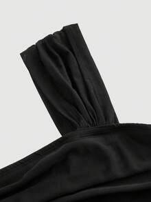 Girlism Teen Girl Ruched Waist Camisole & Skirt Elegant 2 Pieces Set - Black - View 6