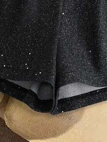 Franclia Stylish And Exquisite Shimmering Fabric, Slimming Woolen Shorts, Party Style, New A-Line Style For Spring And Autumn, Elegant Women's Shorts ,Christmas, New Year , For New Year's Eve, Party, Beach, Elegant, Casual For Women, Romance, Valentine's Day, Dating, Graduation Season Attire, Fashionable Casual Commuter Wear, Business Office Wear, Versatile And Stylish Everyday Casual Wear, Urban Teacher's Professional Attire - Grey - View 6