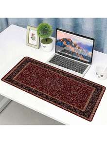 Retro Bohemian Style Mouse Pad, Luxurious Red Desk Accessory, Extra-Large Gaming Mouse Pad, Non-Slip Rubber Base, Computer Mouse Pad With Sewn Edges, XXL Keyboard Pad, A Gift For Friends - Multicolor - View 2