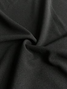 Viva Relle 大码女式撞色打结泡泡袖优雅连衣裙 - 黑色 - 查看 8