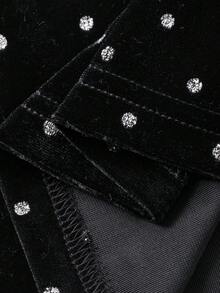 Livesso Élégant T-shirt rond noir à paillettes pour femmes, convient pour les banquets à manches longues