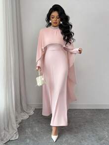 Rafferiza 优雅派对水钻装饰披肩晚礼服 - 粉色 - 查看 5